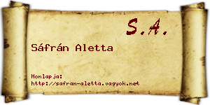 Sáfrán Aletta névjegykártya